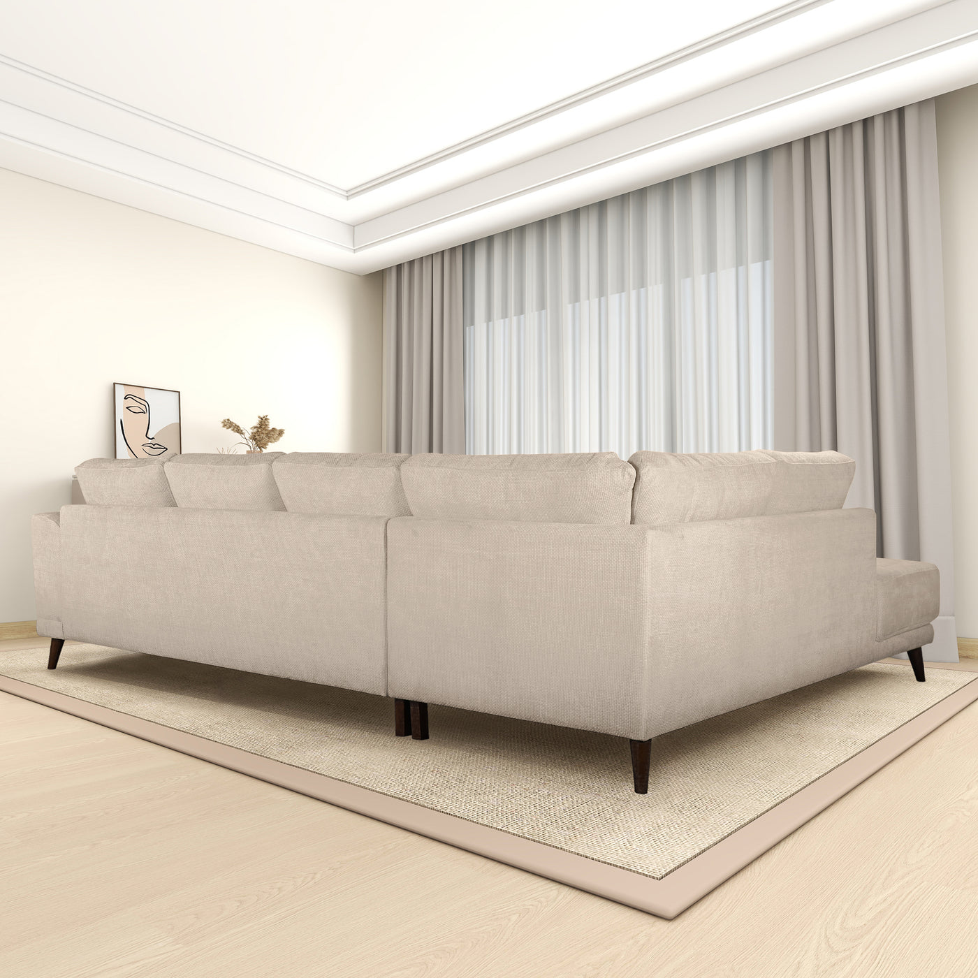 Garwood Sectional Fabric Sofa Cream - Back