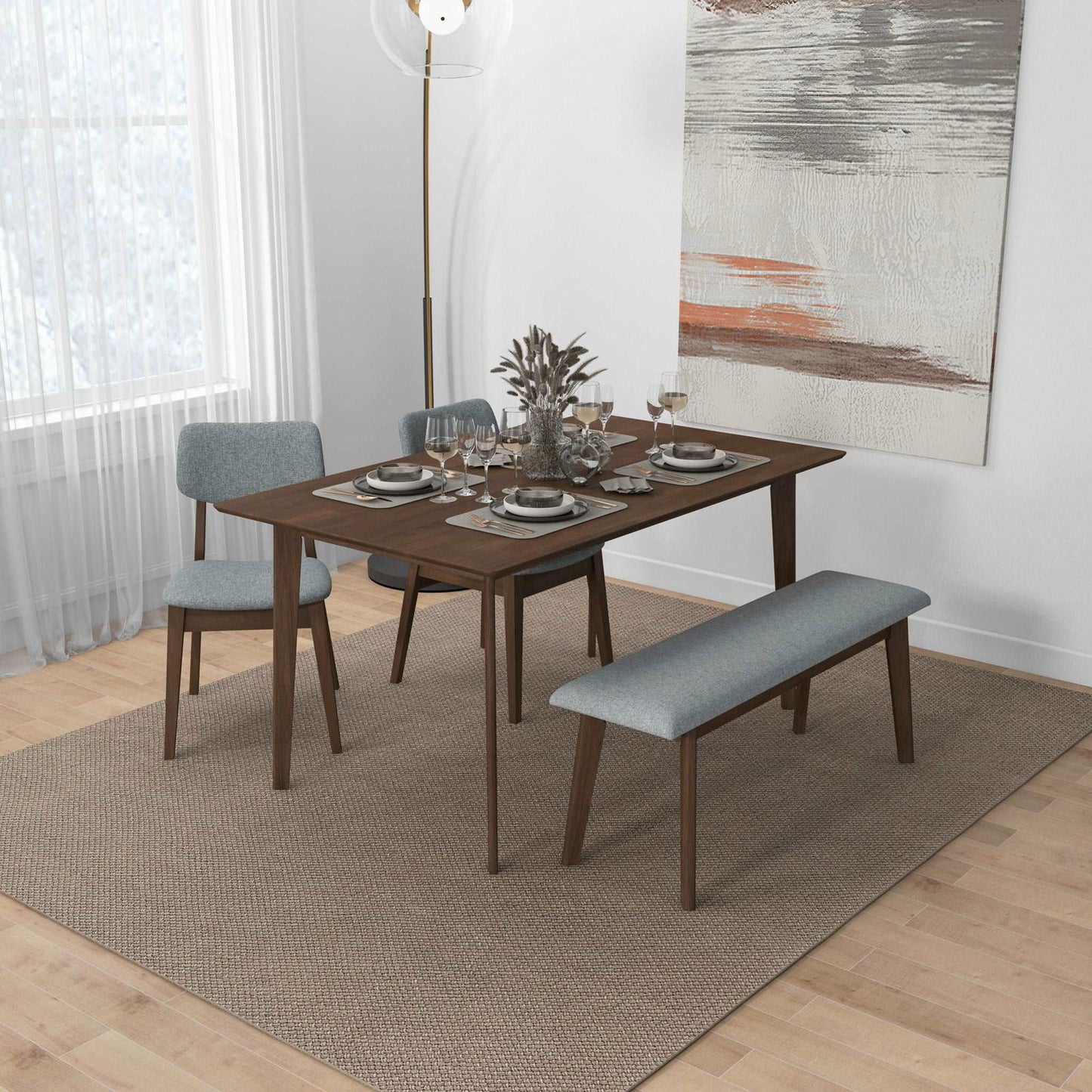 Ariel Large Dining Bench | Light Grey