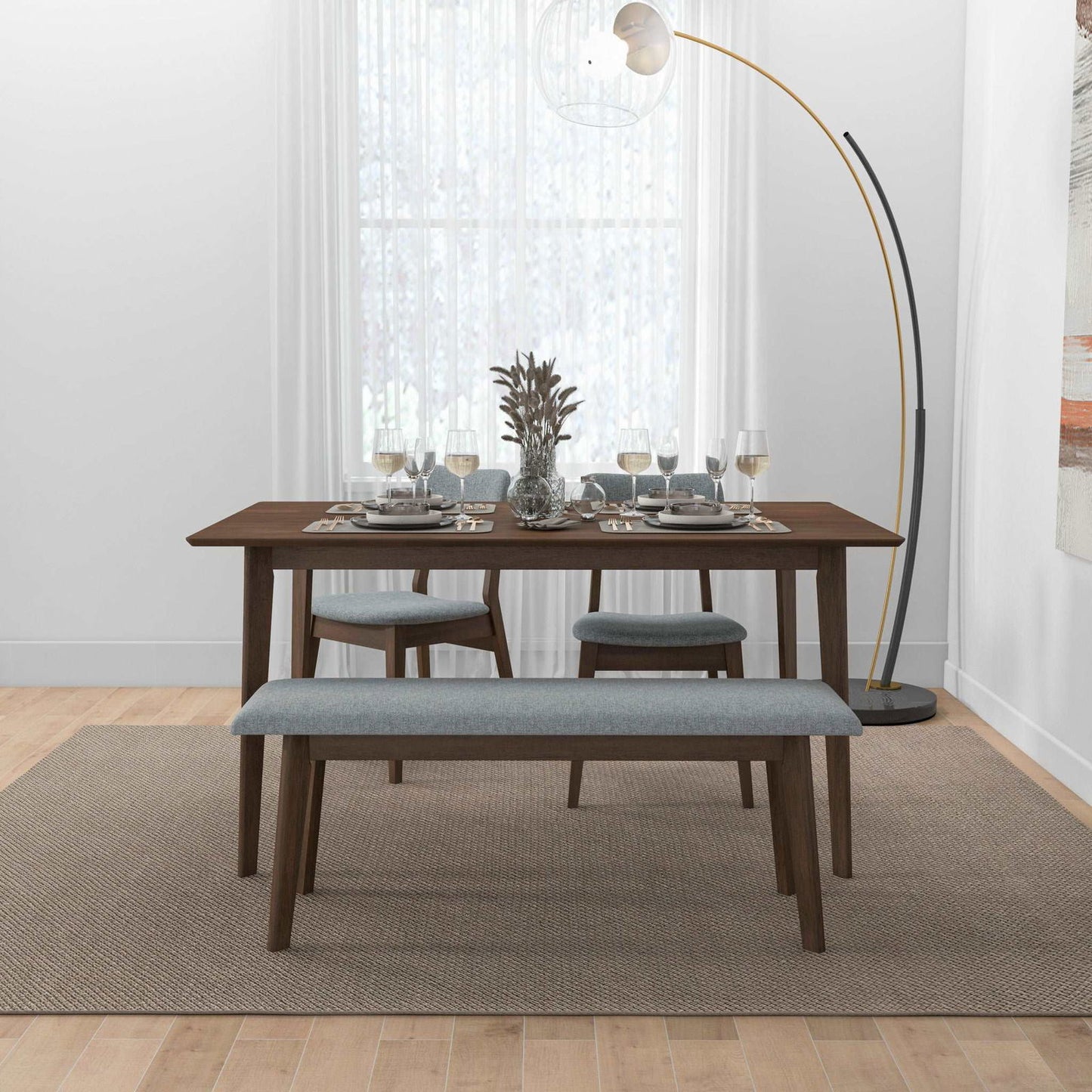 Ariel Small Dining Bench | Light Grey