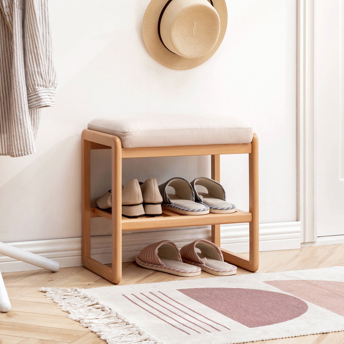 Beech Wood 23.6" Shoe Rack Bench