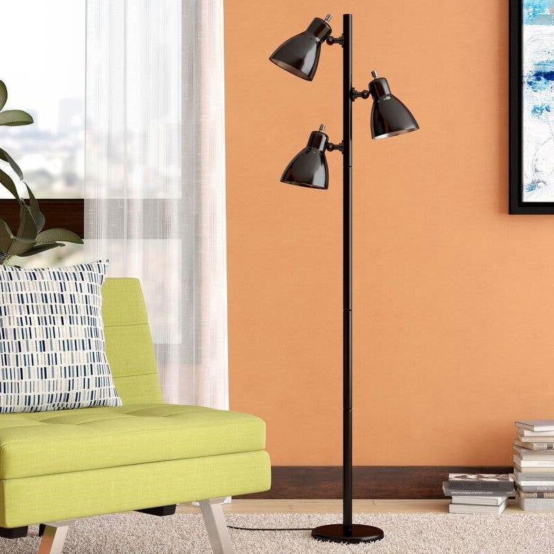 Black 3-Light 64" Tree Spotlight Floor Lamp