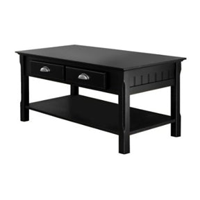 Black Wood Coffee Table with 2 Storage Drawers