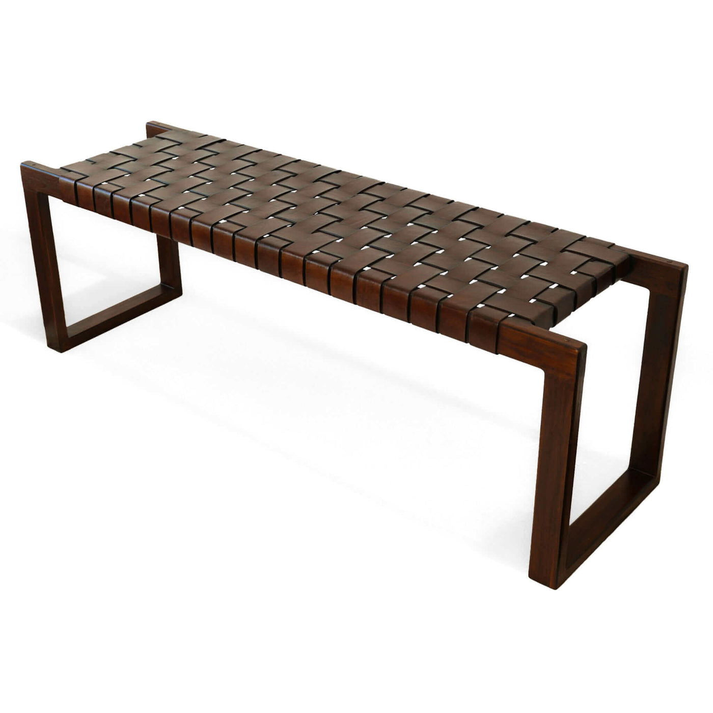 Carmine Leather Bench | Cognac