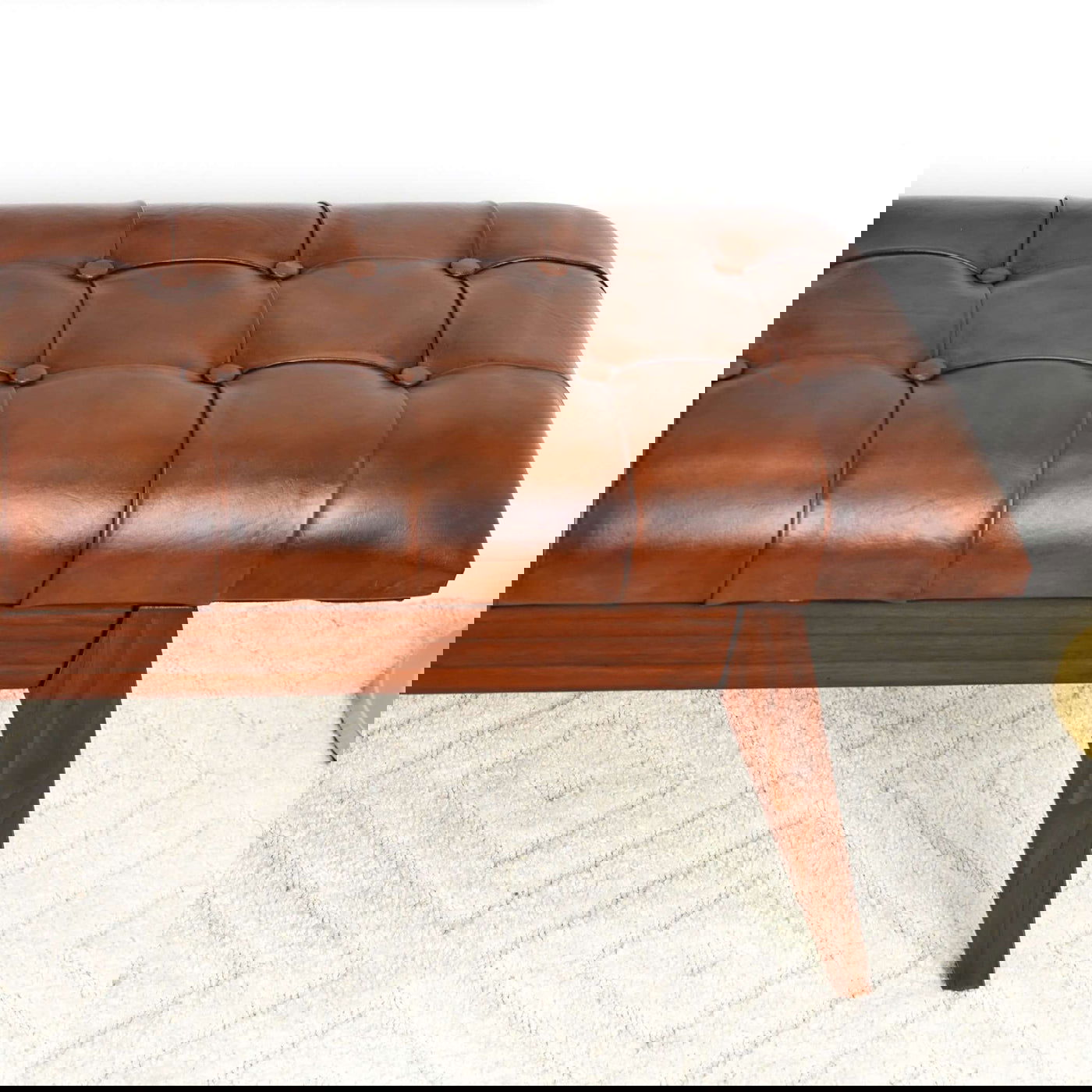 Christina Leather Bench | Cognac