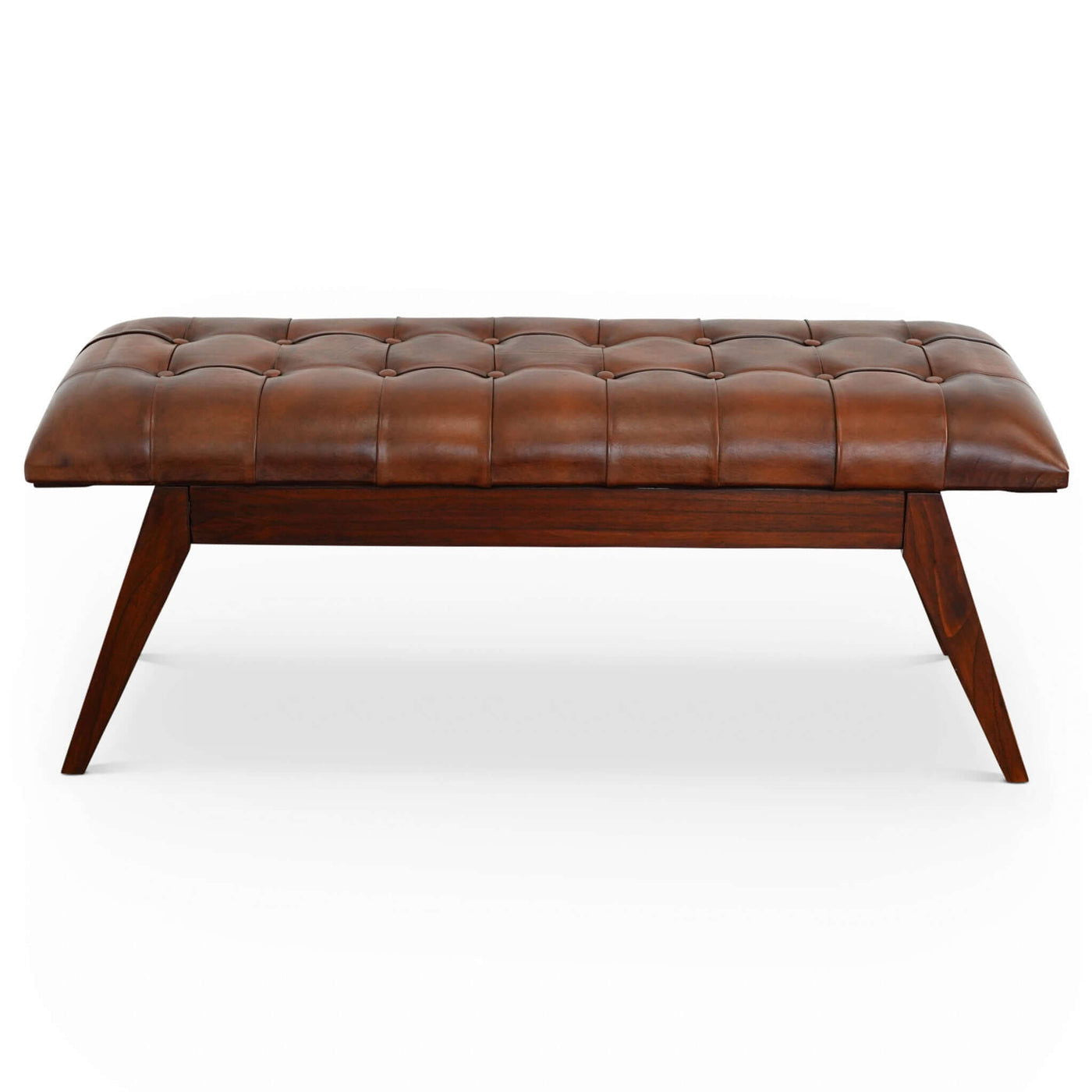 Christina Leather Bench | Cognac