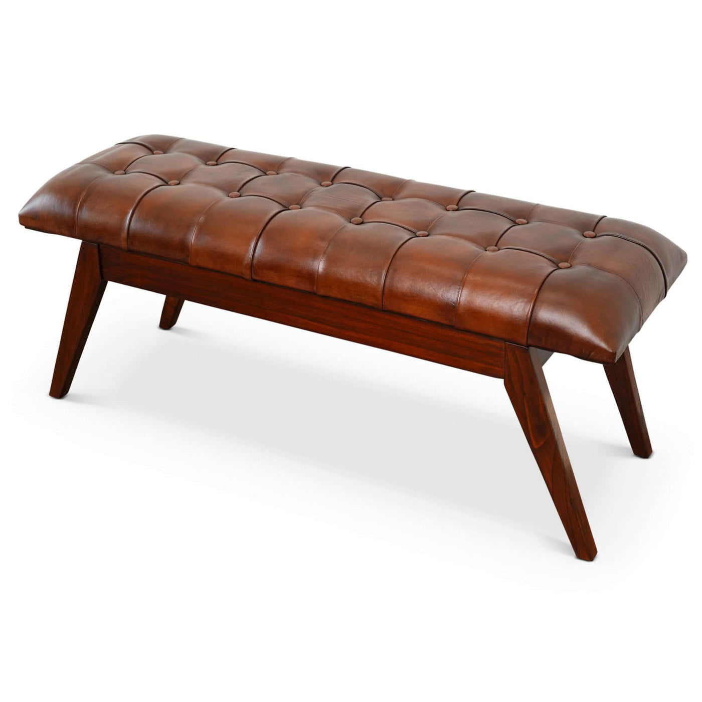 Christina Leather Bench | Cognac