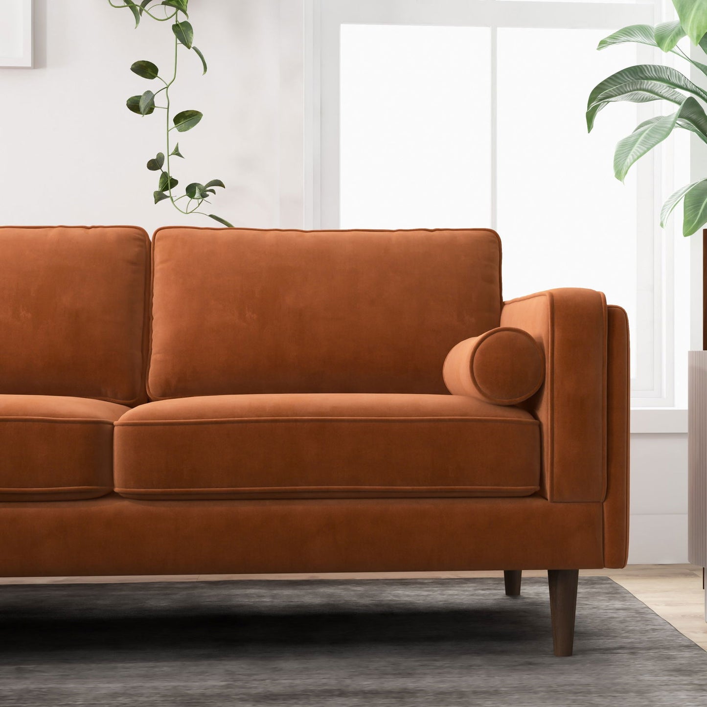 Fairfield Symmetrical Velvet Corner Sofa | Burnt Orange