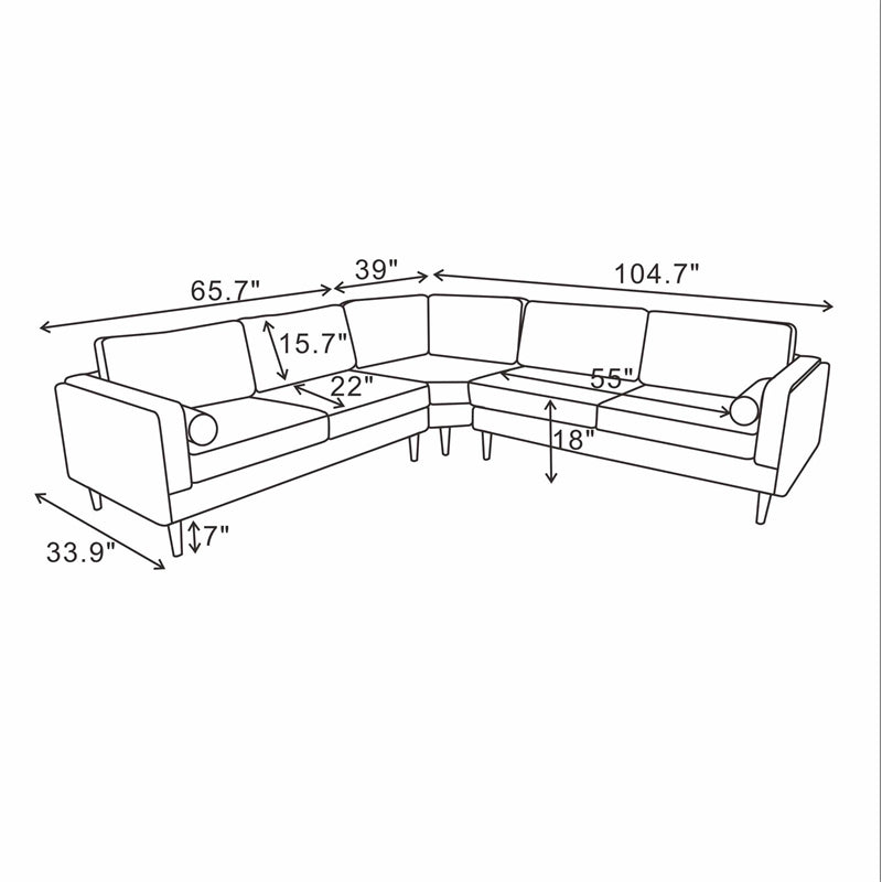 Fairfield Symmetrical Velvet Corner Sofa | Yellow
