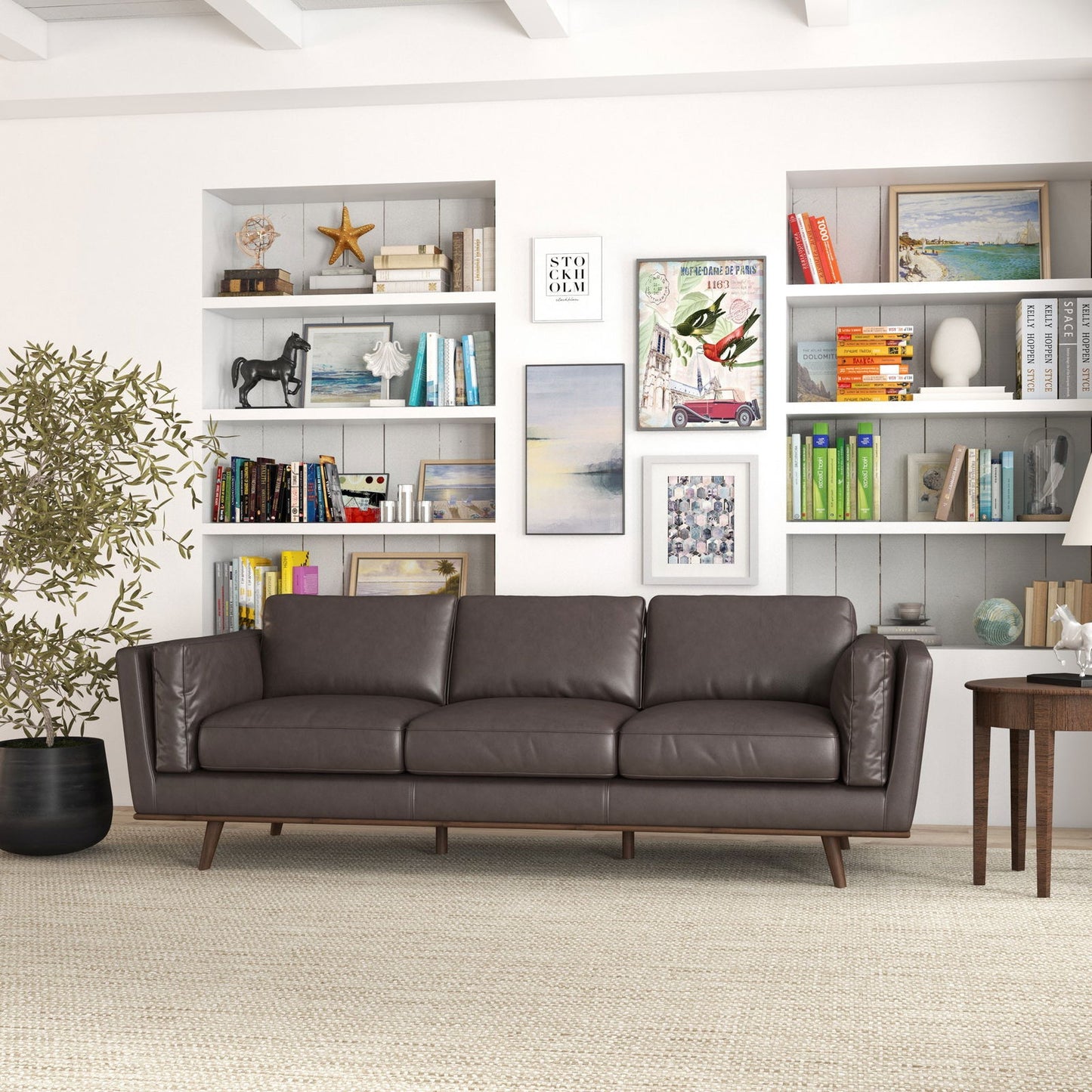 Fresno 91" Leather Sofa | Brown
