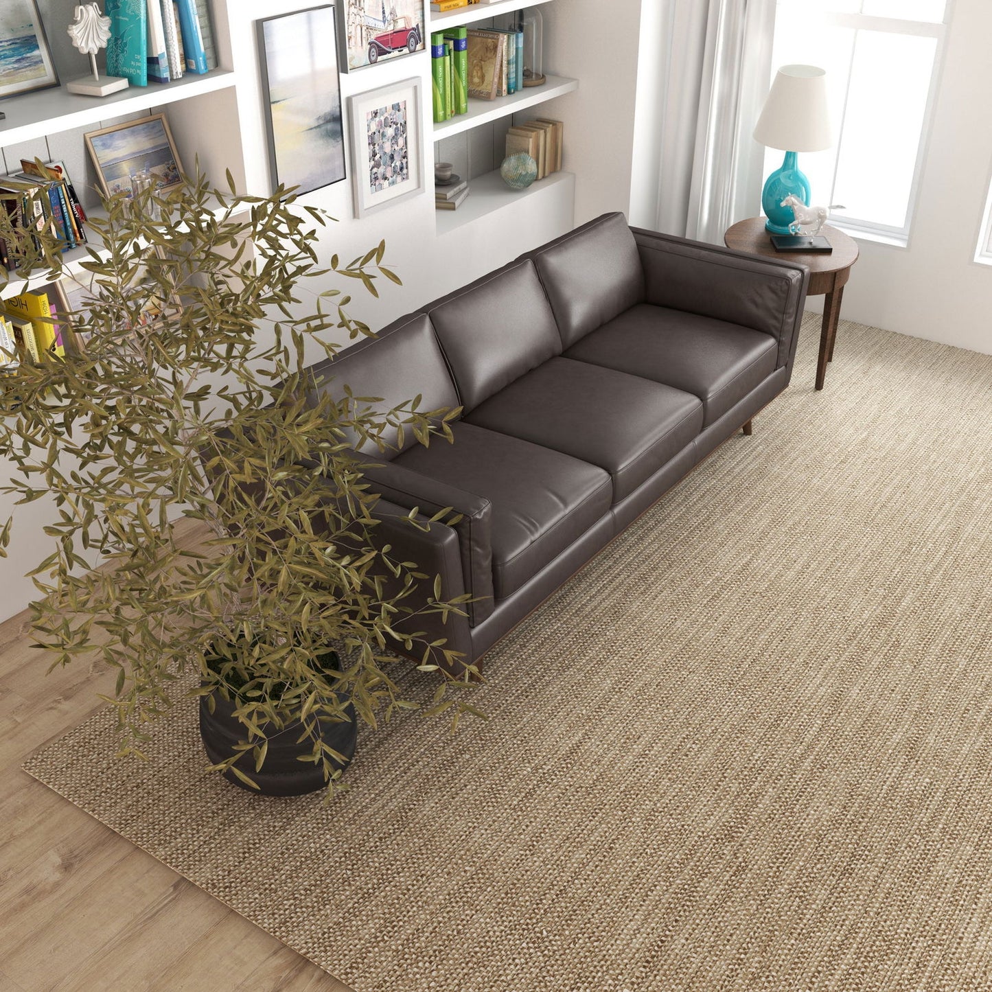 Fresno 91" Leather Sofa | Brown