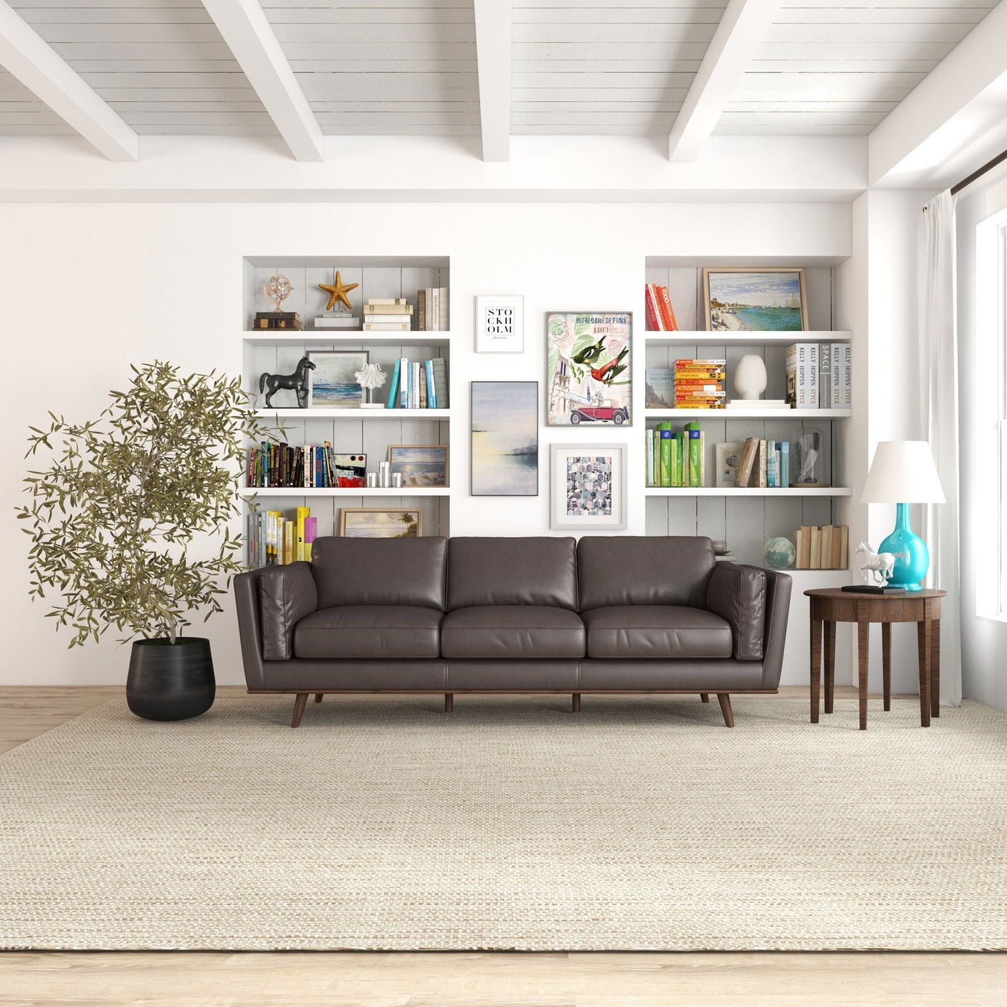 Fresno 91" Leather Sofa | Brown
