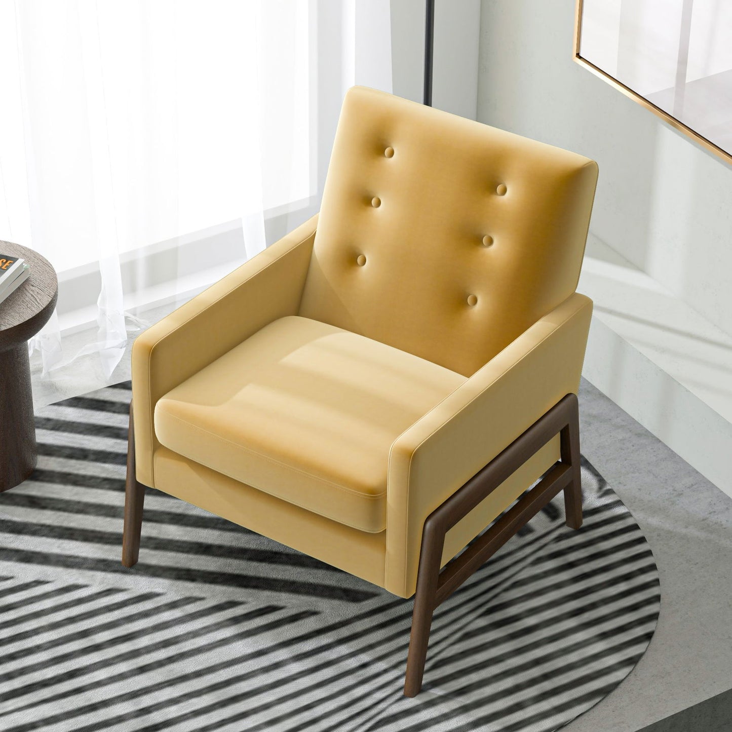 Garret Velvet Lounge Chair | Gold