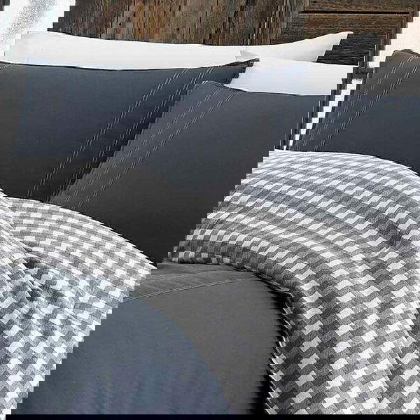 Gray/White Reverse Plaid 100% Cotton Comforter Set, King