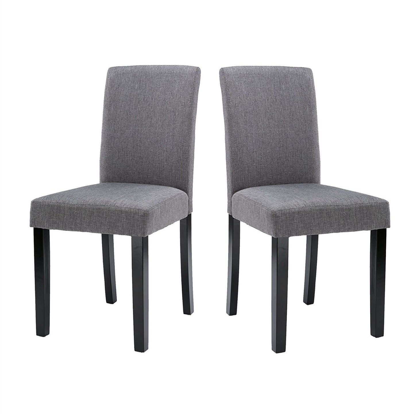 Grey Fabric Dining Chairs with Black Wood Legs (Set of 2)