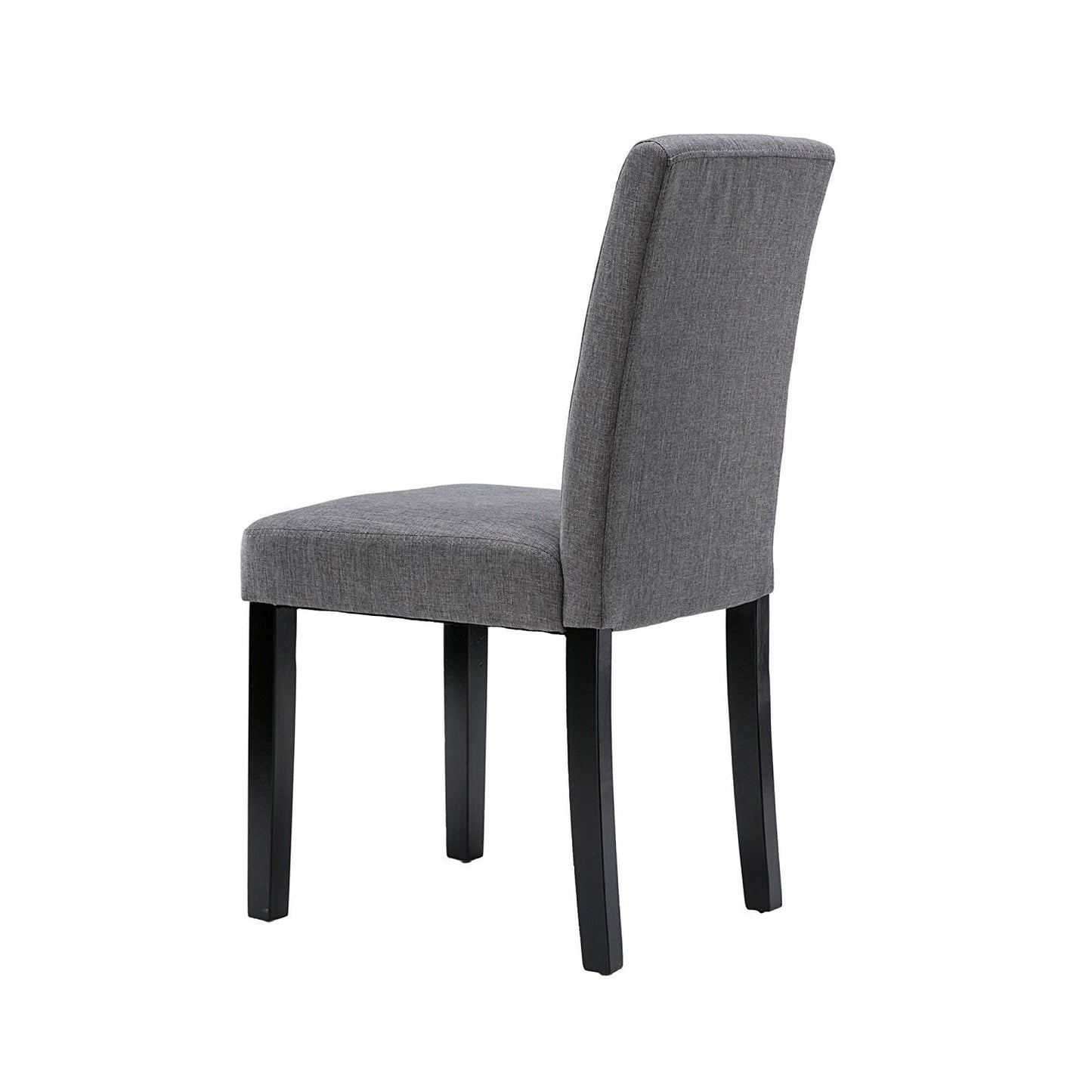 Grey Fabric Dining Chairs with Black Wood Legs (Set of 2)