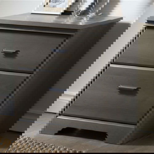 Grey Maple Nightstand with Two Drawers