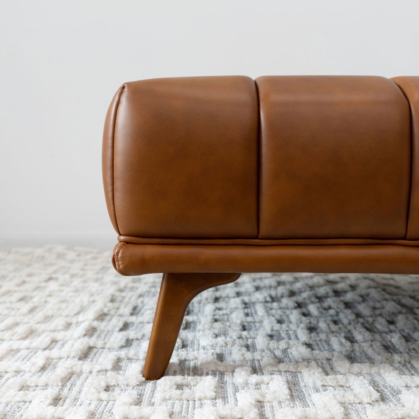Kaleb Square Leather Ottoman | Cognac