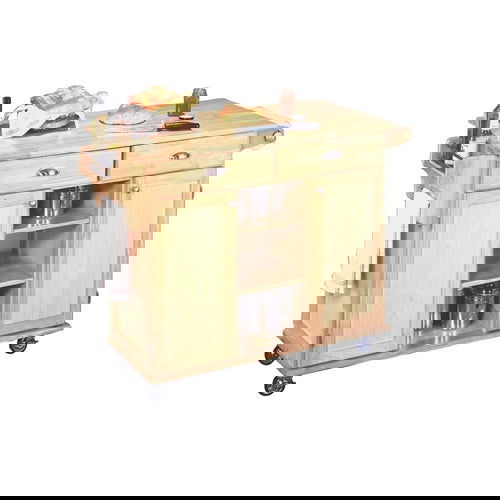 Kitchen Island Cart with Locking Casters, Natural Wood Finish