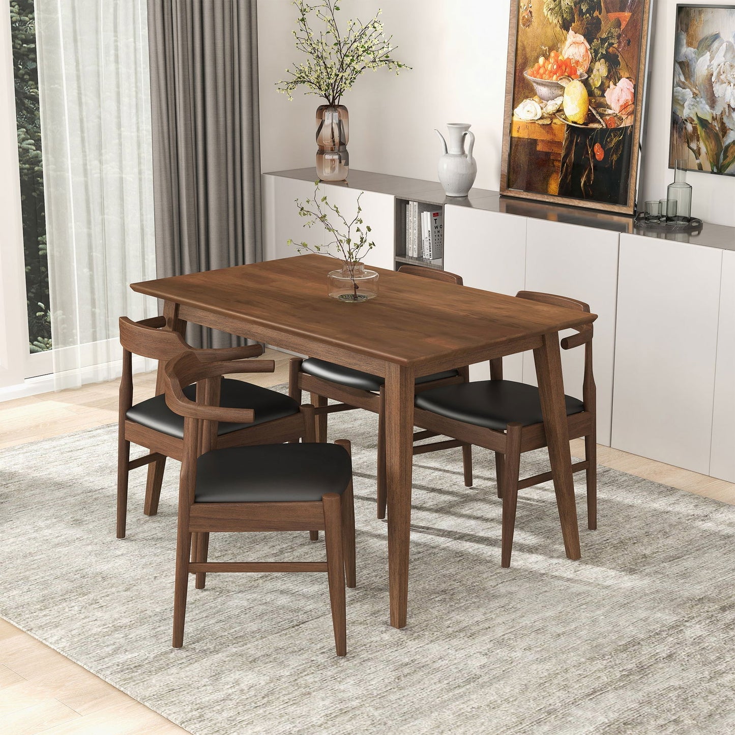 Lewis 47" Wooden Dining Table | Walnut