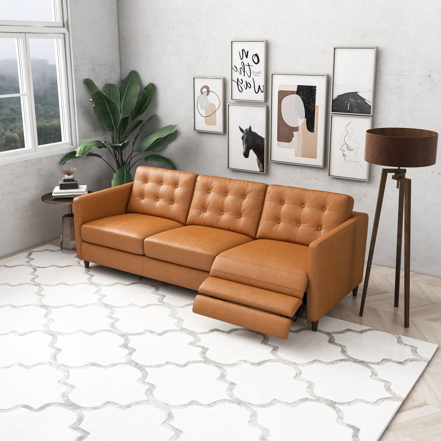 Louis Leather Electric Reclining Sofa (Right Facing) | Tan