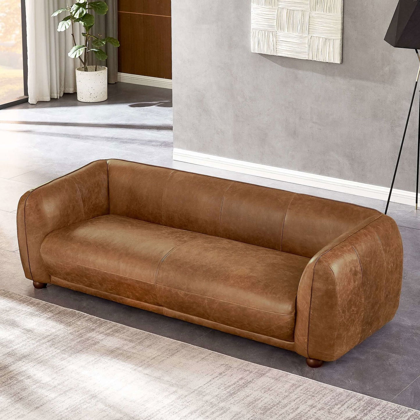 Malory Italian Leather Sofa | Brown