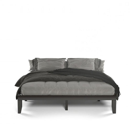 Modern 14 Inch Chocolate Rubberwood Platform Bed, King