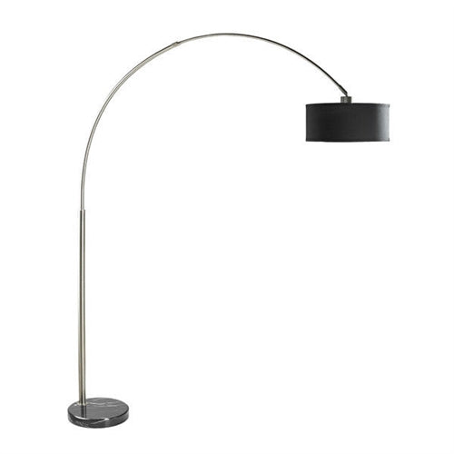 Modern 81" Tall Arch Floor Lamp with Black Drum Shade and Marble Base