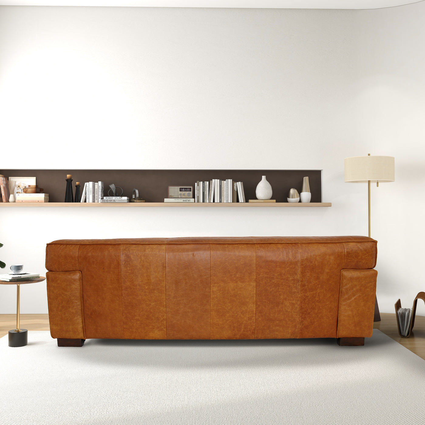 Waxed Cognac Leather Sofa