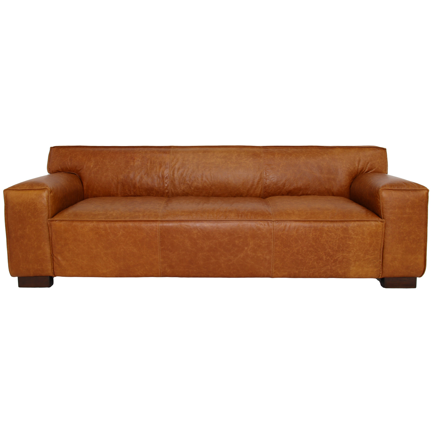 Waxed Cognac Leather Sofa