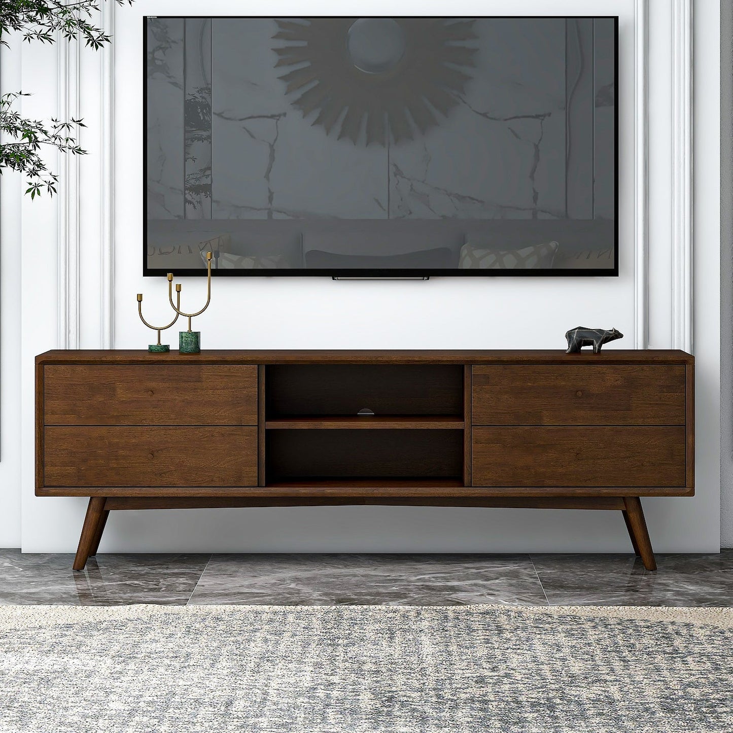 Norman Low Profile 71" TV Stand - Walnut