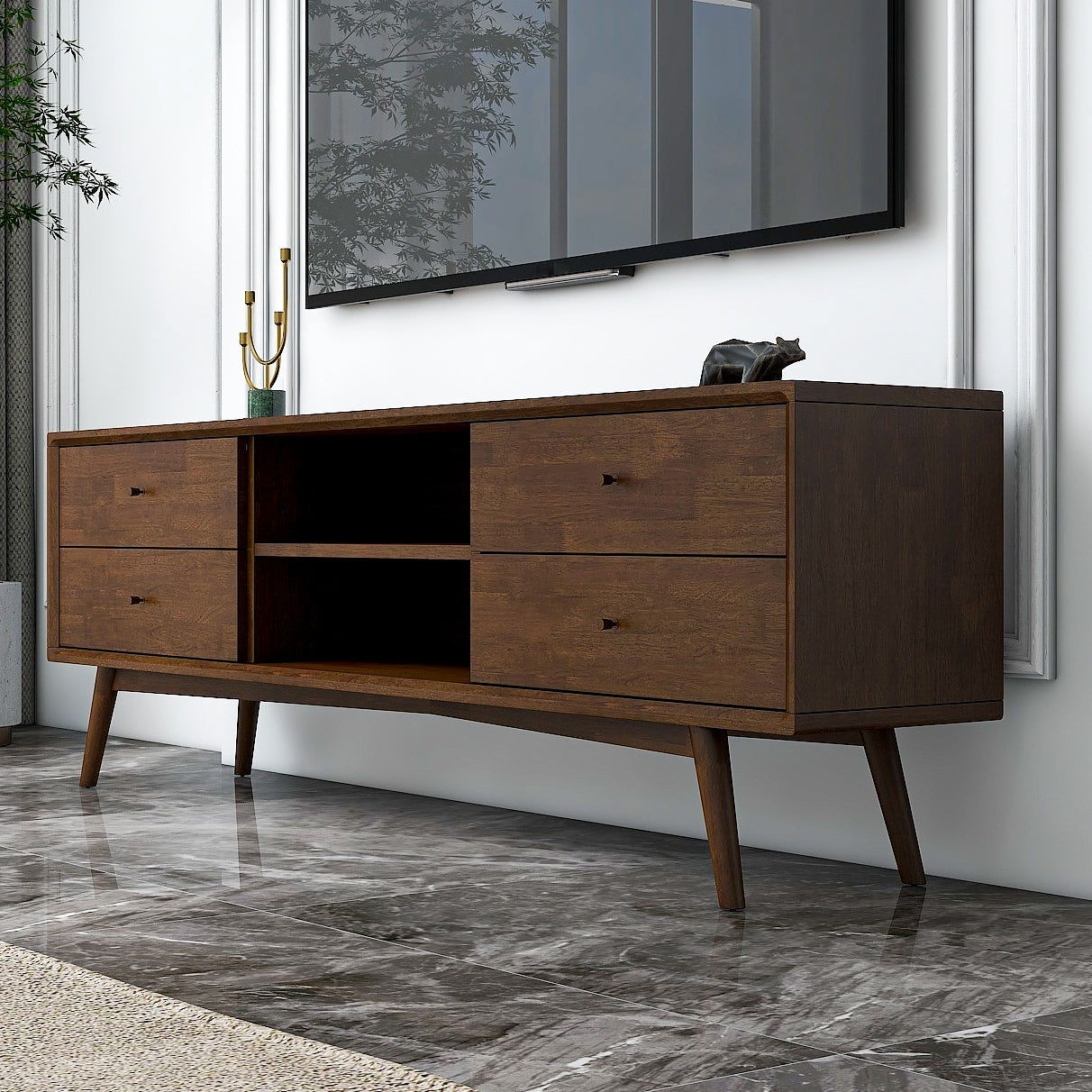 Norman Low Profile 71" TV Stand - Walnut