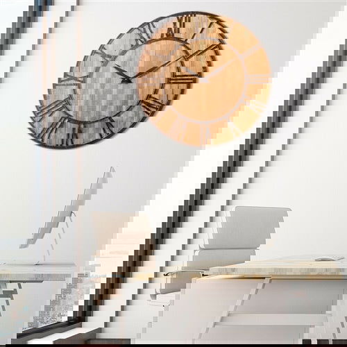 Round Wooden 30" Roman Numeral Wall Clock