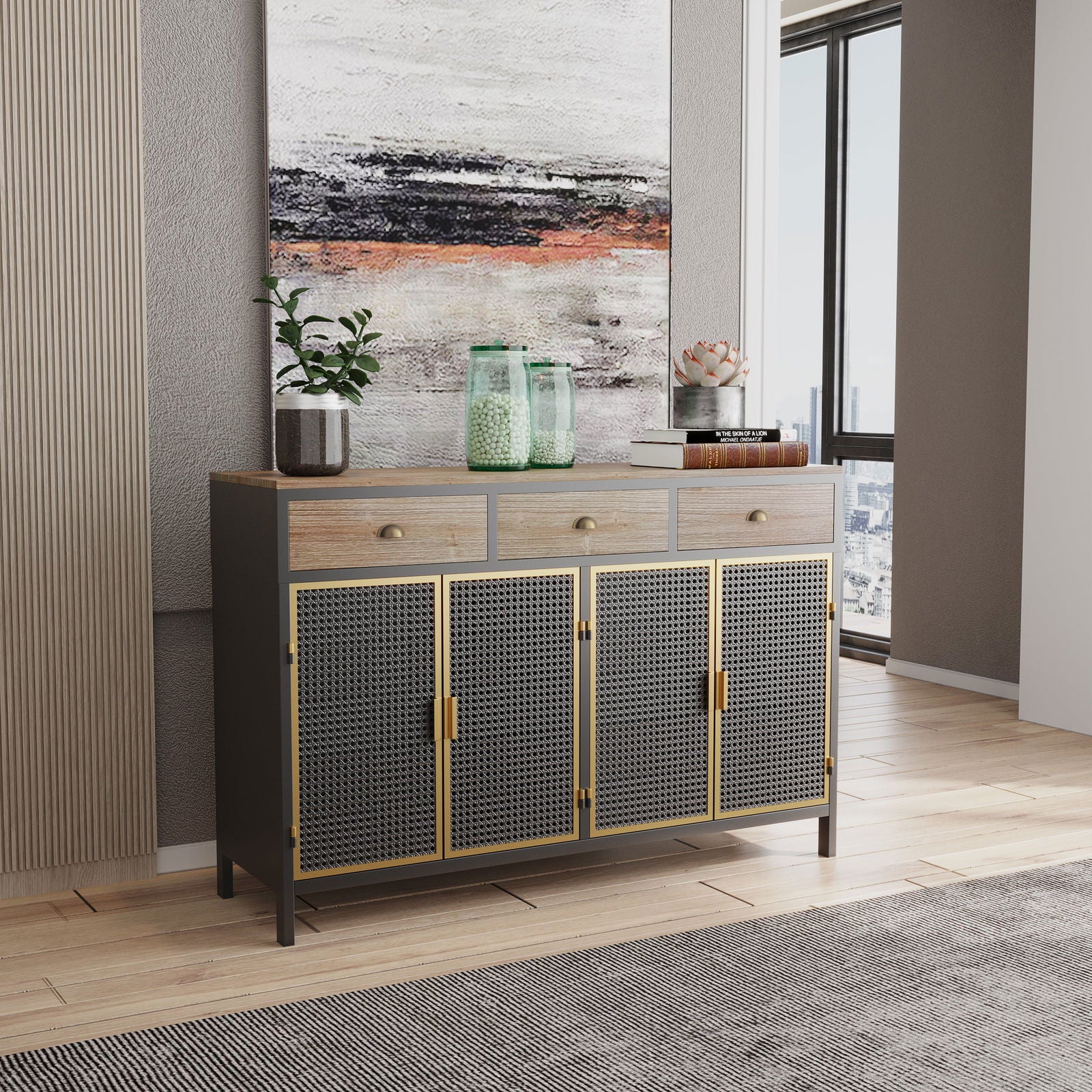 Rustic Modern Sideboard | Dark Grey