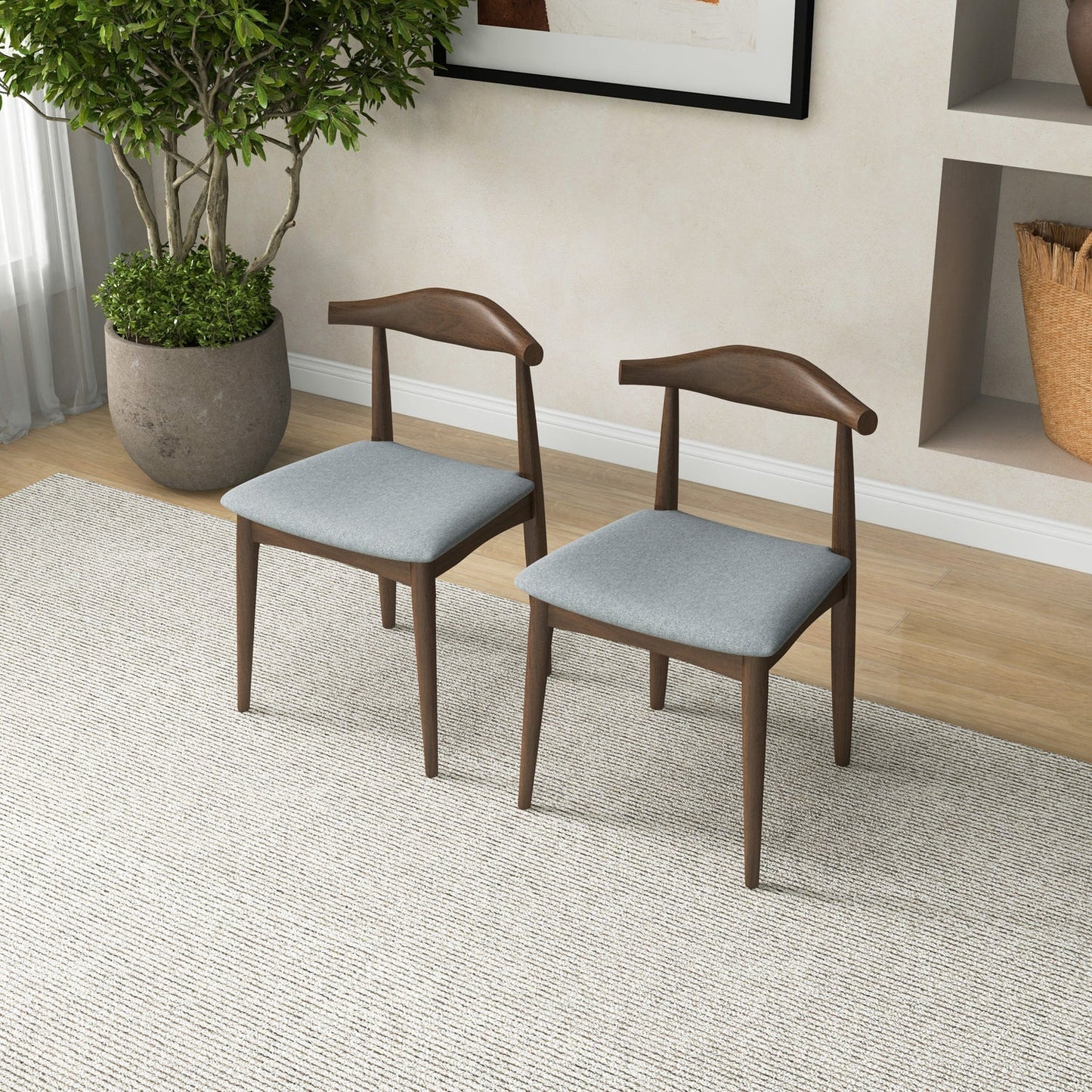 Turin Dining Chairs (Set of 2) | Grey Fabric
