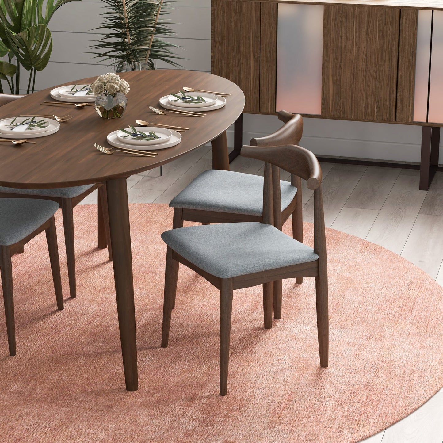 Turin Dining Chairs (Set of 2) | Grey Fabric