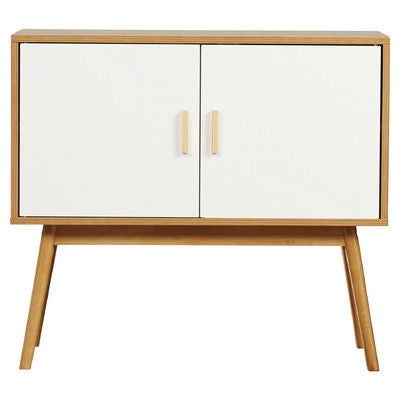Two Tone Storage Table Cabinet, White Oak
