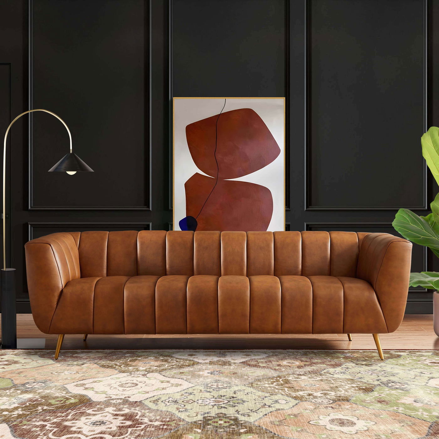 Vincent Leather Sofa | Cognac – Village Home Furniture