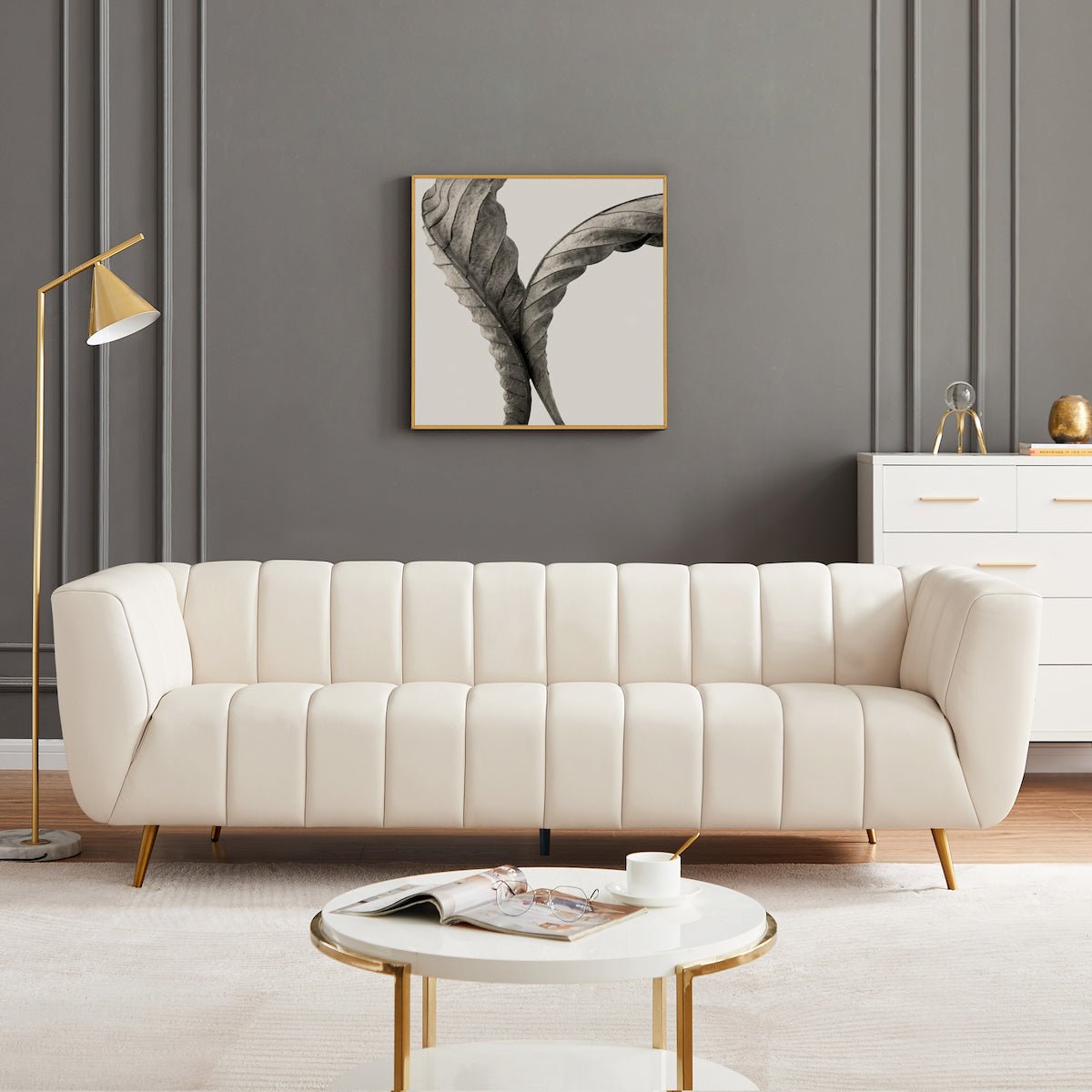 Vincent Leather Sofa | Cream