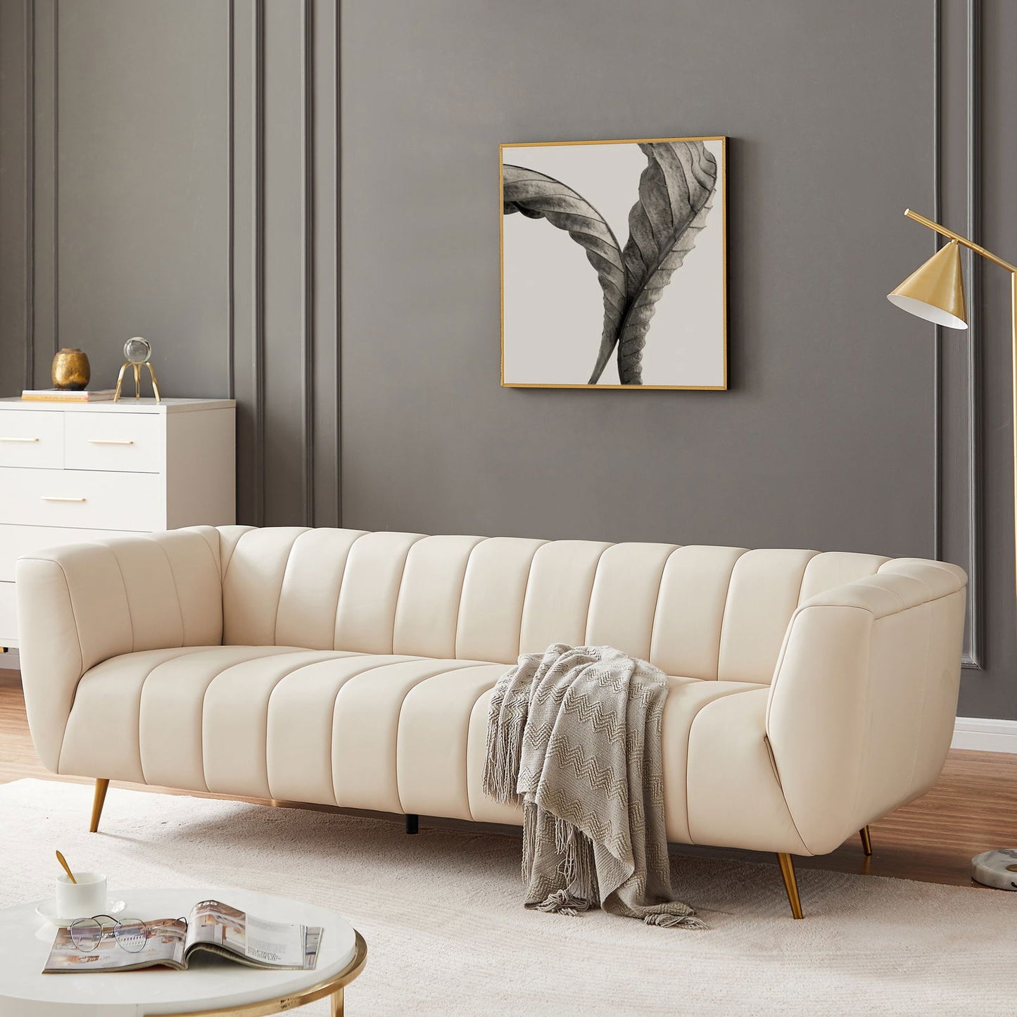 Vincent Leather Sofa | Cream