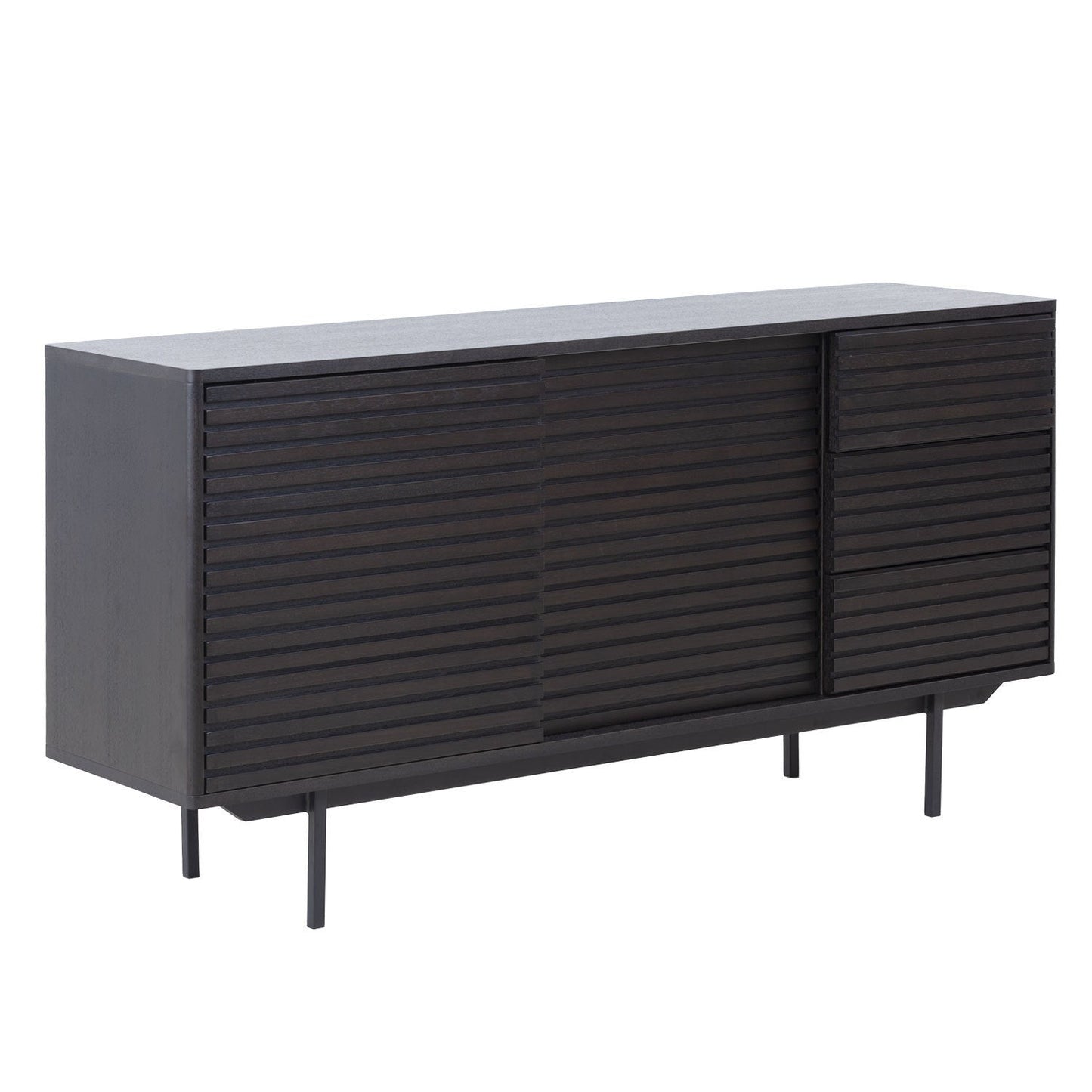 Waved Sideboard Buffet Table or TV Stand with Storage, Dark Brown