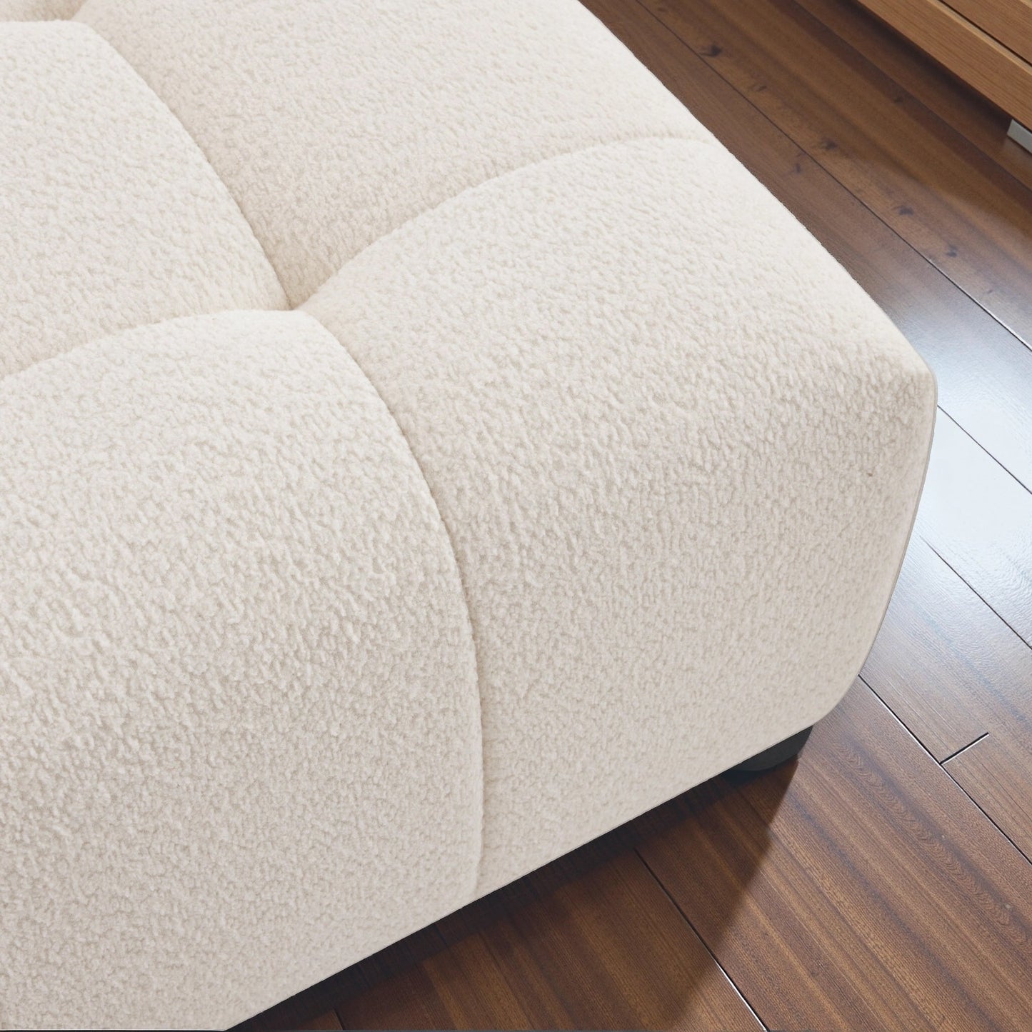 Tufted Boucle Ivory Ottoman