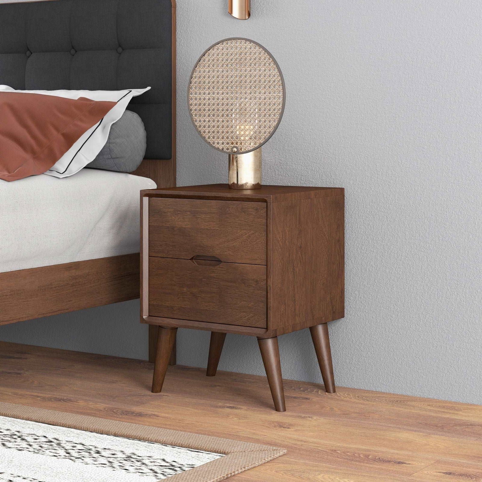 Alexandria Night Stand with 2 Drawers | Brown