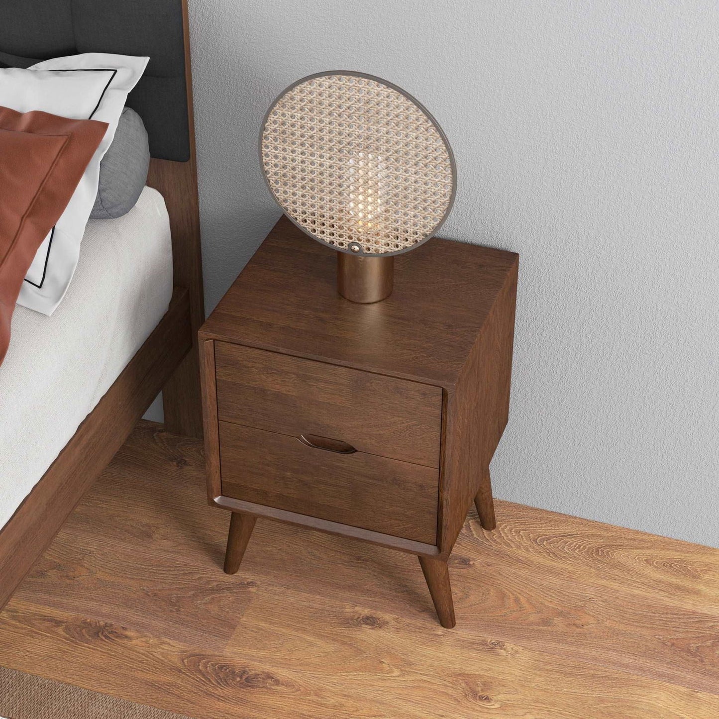 Alexandria Night Stand with 2 Drawers | Brown