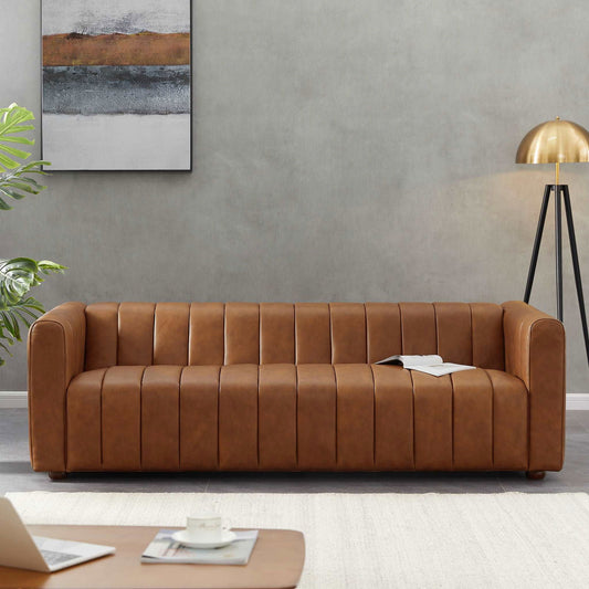 Alyssa Leather Tufted Sofa | Cognac
