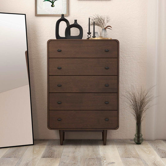 Angela 5 Drawer Tall Dresser | Walnut