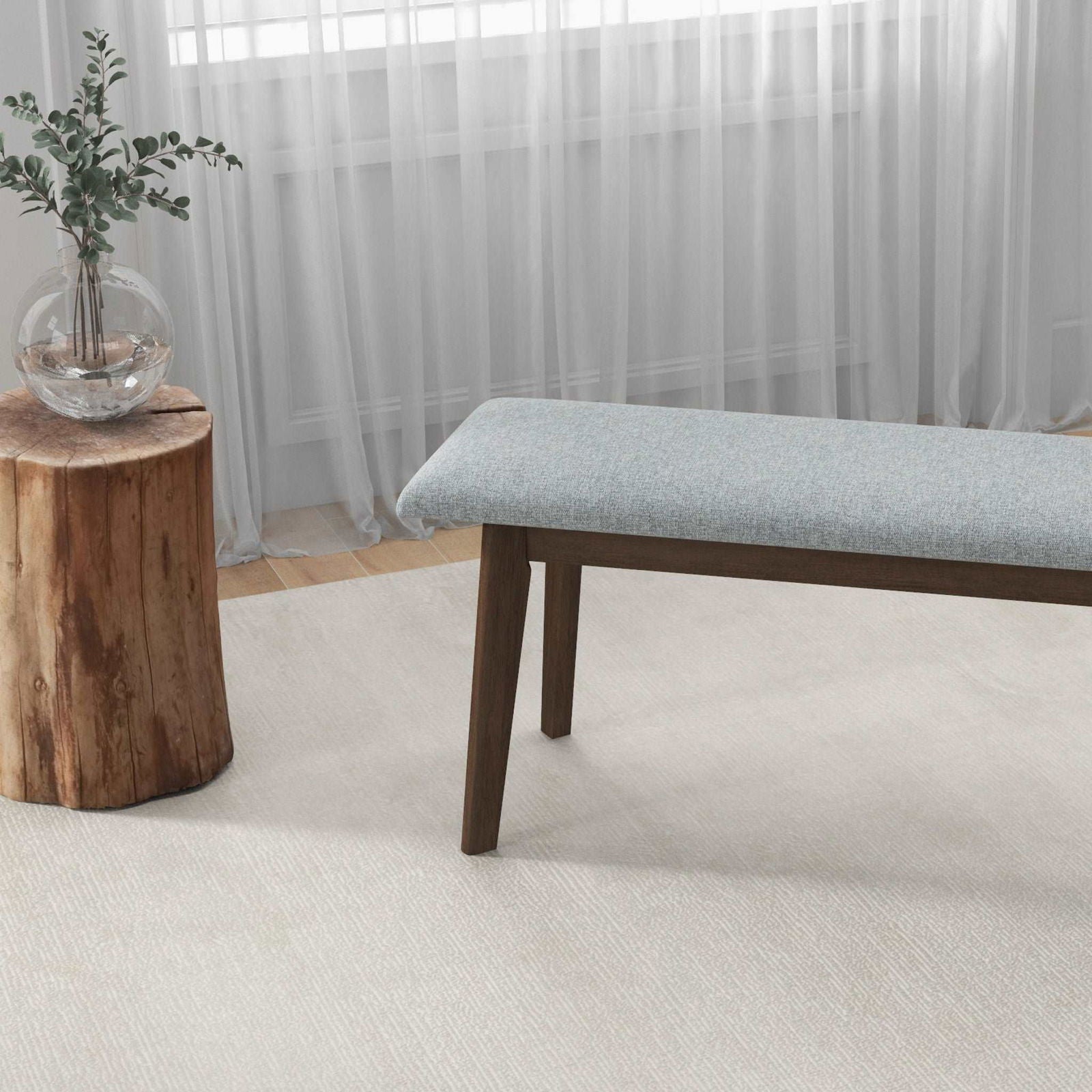 Ariel Small Dining Bench | Light Grey