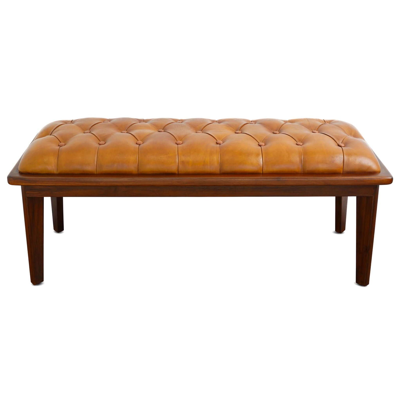 Arnette Leather Bench w/ Buttons | Tan