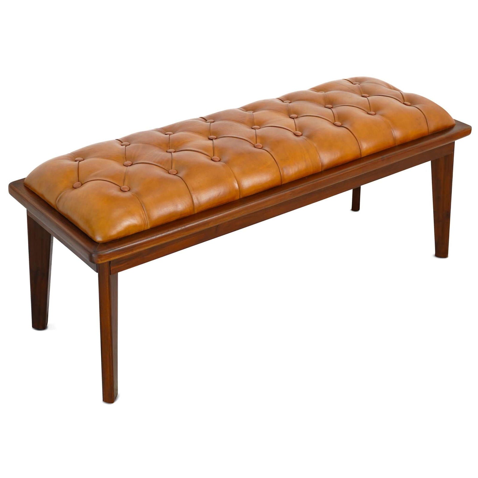 Arnette Leather Bench w/ Buttons | Tan