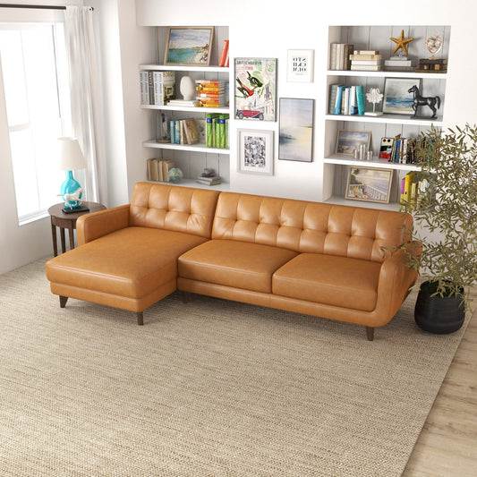 Avery Leather Sectional Sofa | Tan
