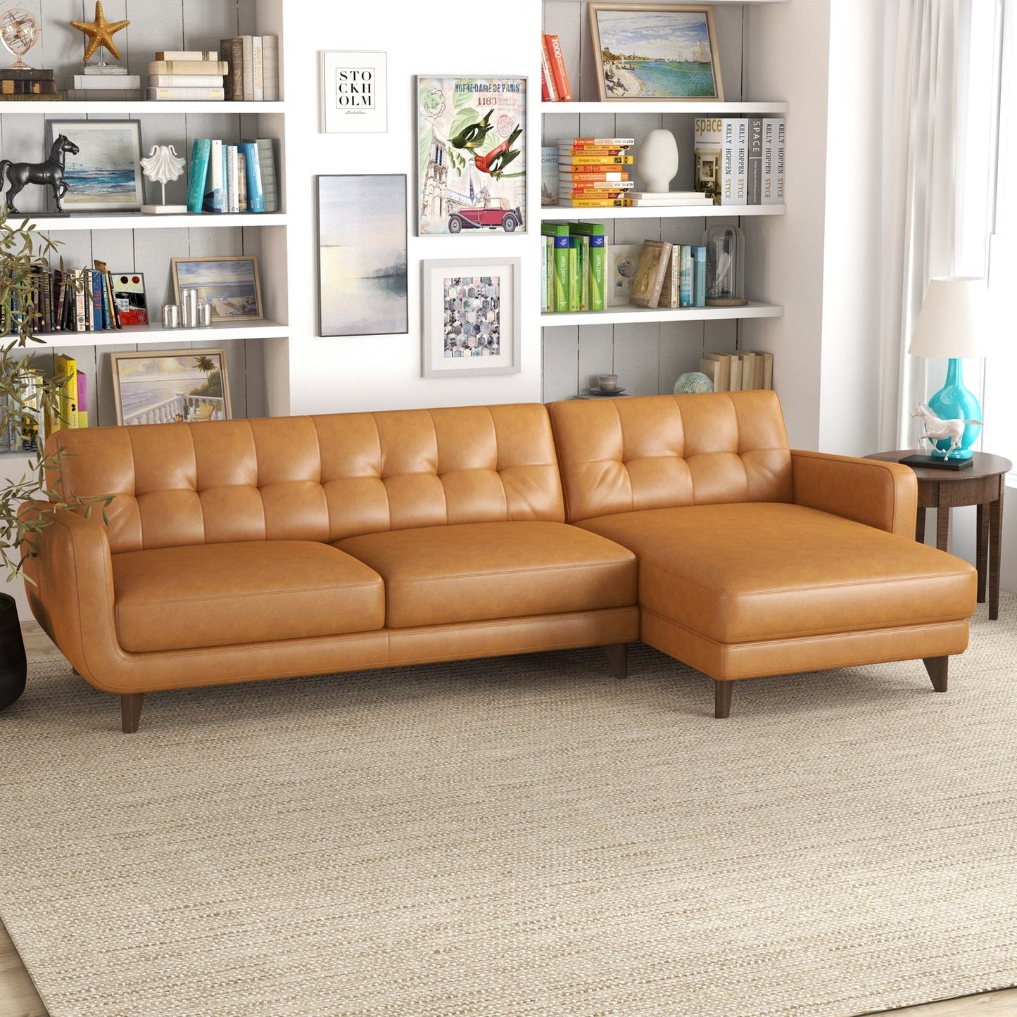Avery Leather Sectional Sofa | Tan